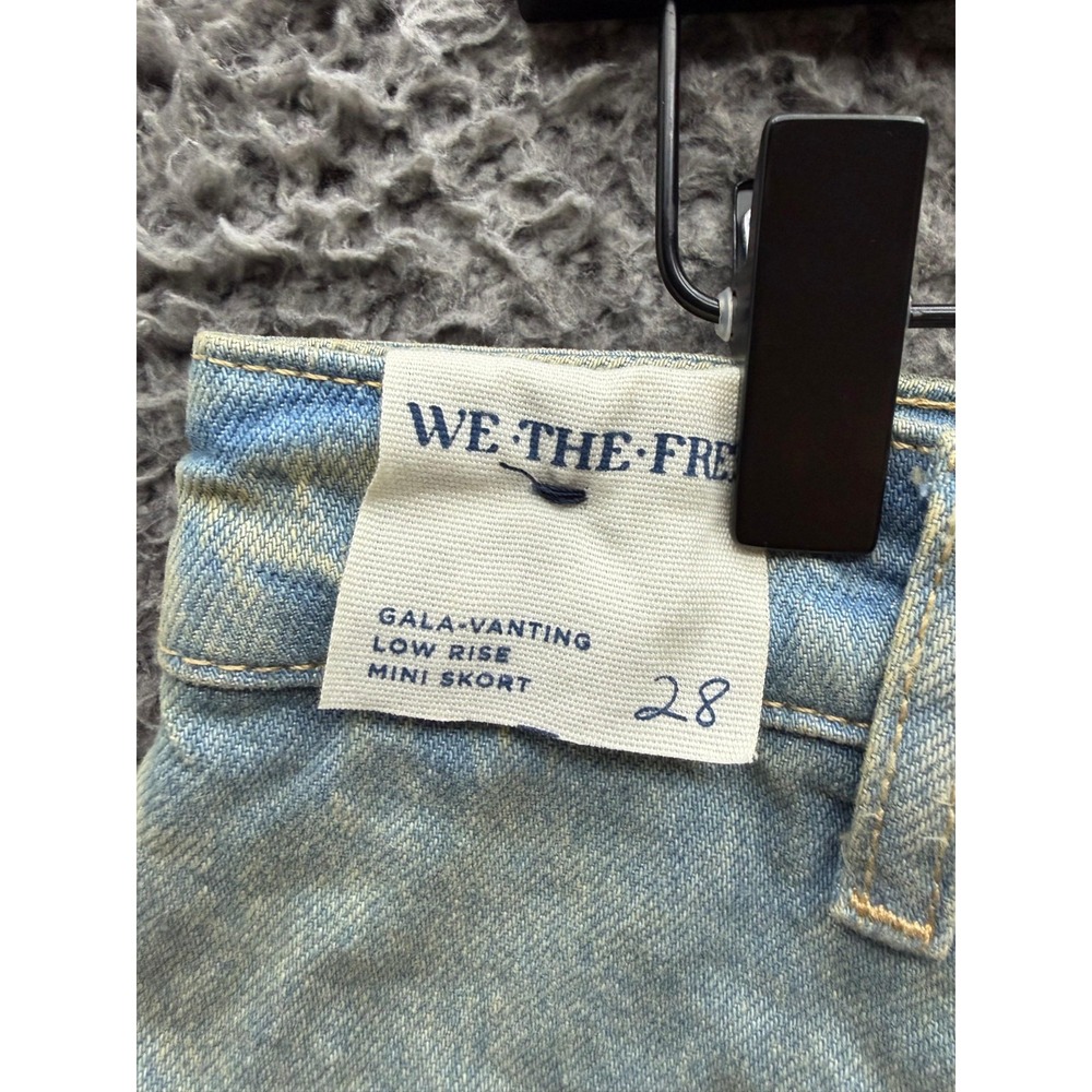 Free People We The Free Galivanting Peekaboo Mini Denim Skort Coco Blue Size 28 - Picture 5 of 11